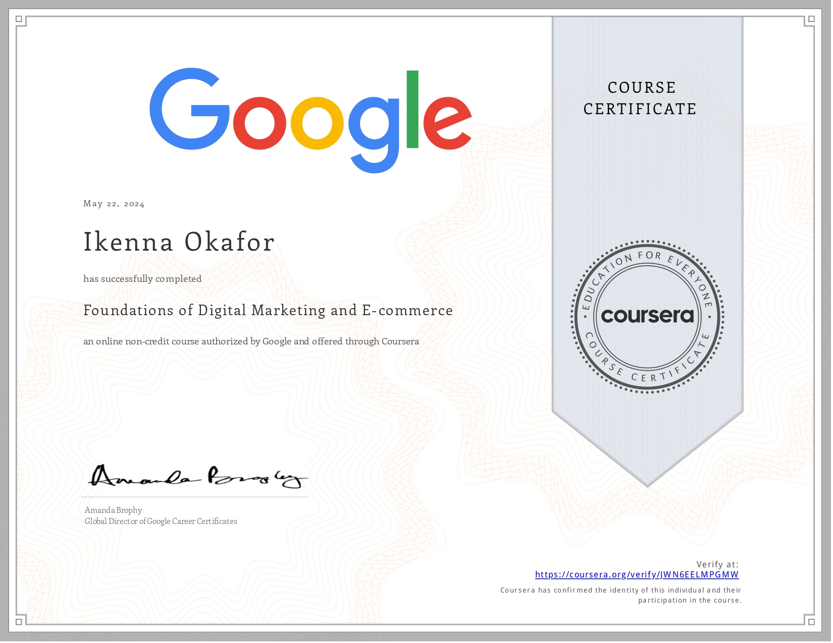 Foundations of Digital Marketing and E-commerce badge